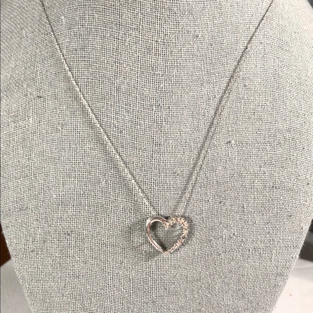 Silver Diamond Heart Necklace